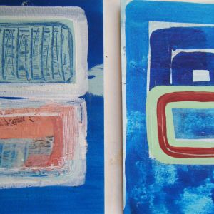 'Shore Shapes' series Two mixed media paintings by Sue Murdoch