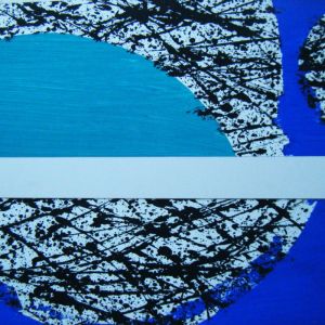 Sun and Moon Detail of 2 mixed media paintings by Brian Thomas